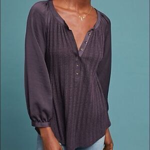 Anthropologie Meadow Rue Mixed Media Henley Blouse